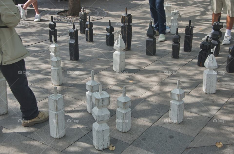 People play outdoor chess game, Stockholm