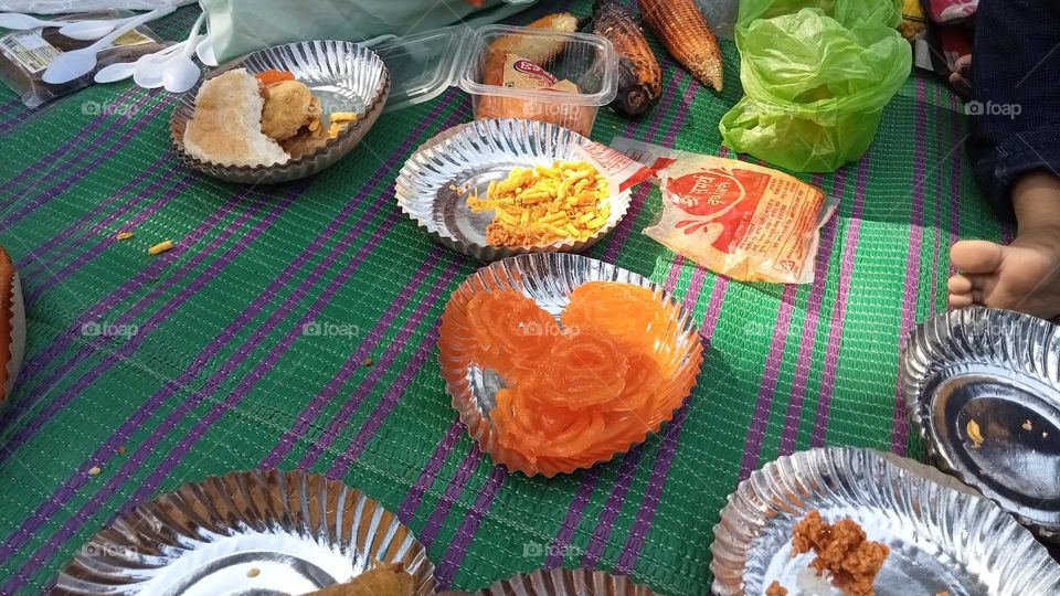 Snacks party in my village!!