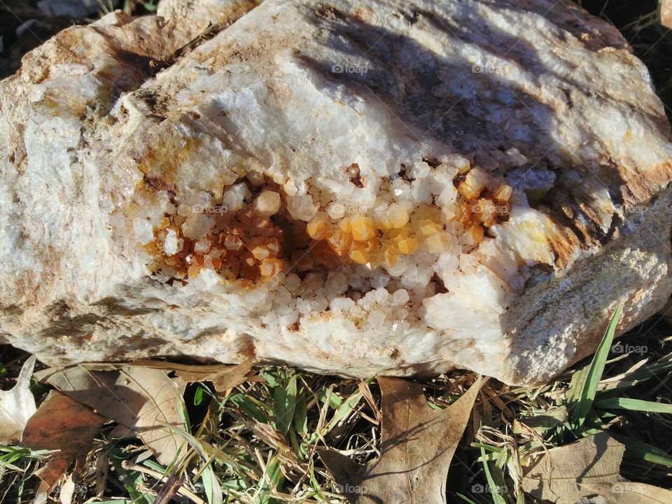 Rock with a crystal cluster