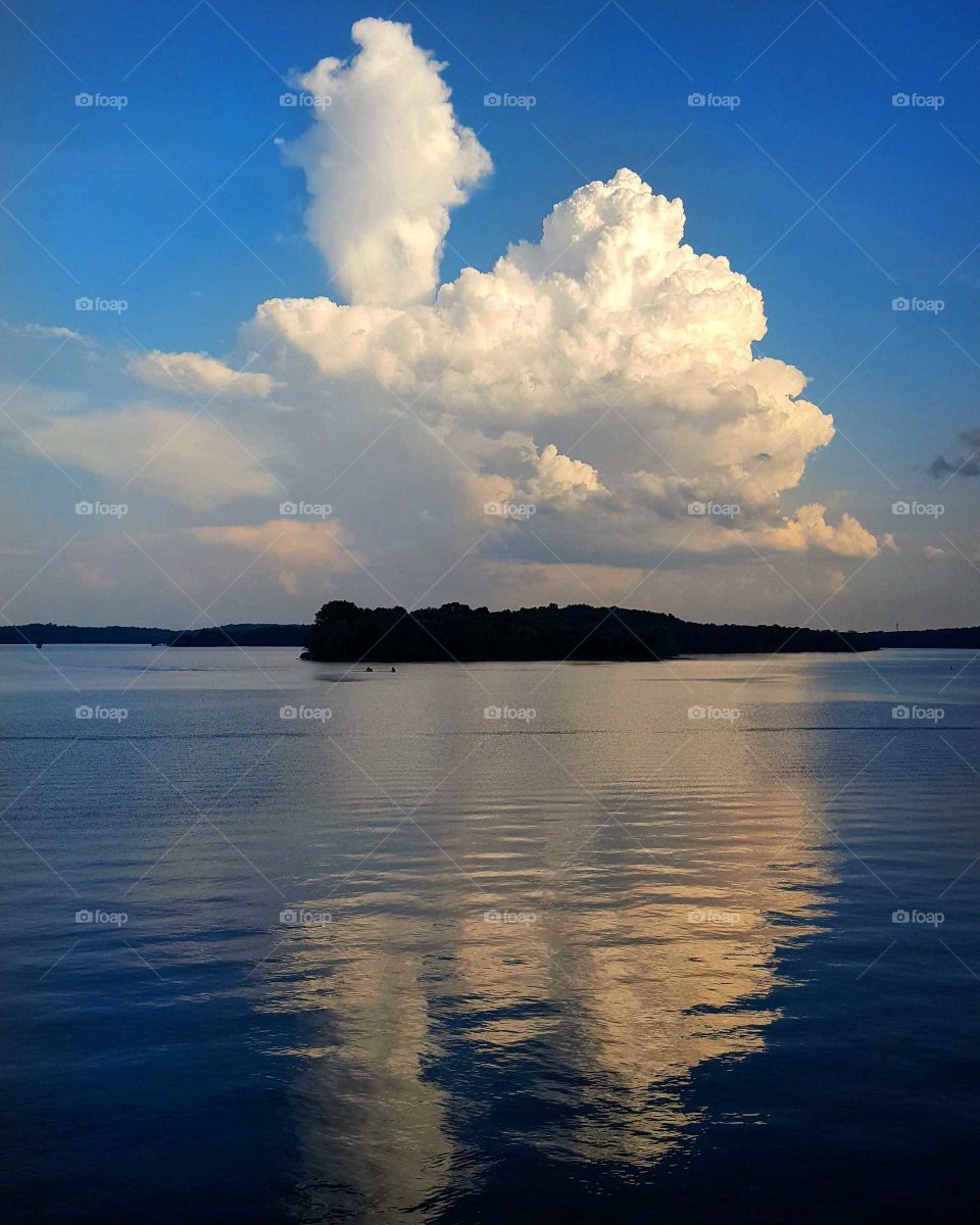 Clouds reflecting on lake