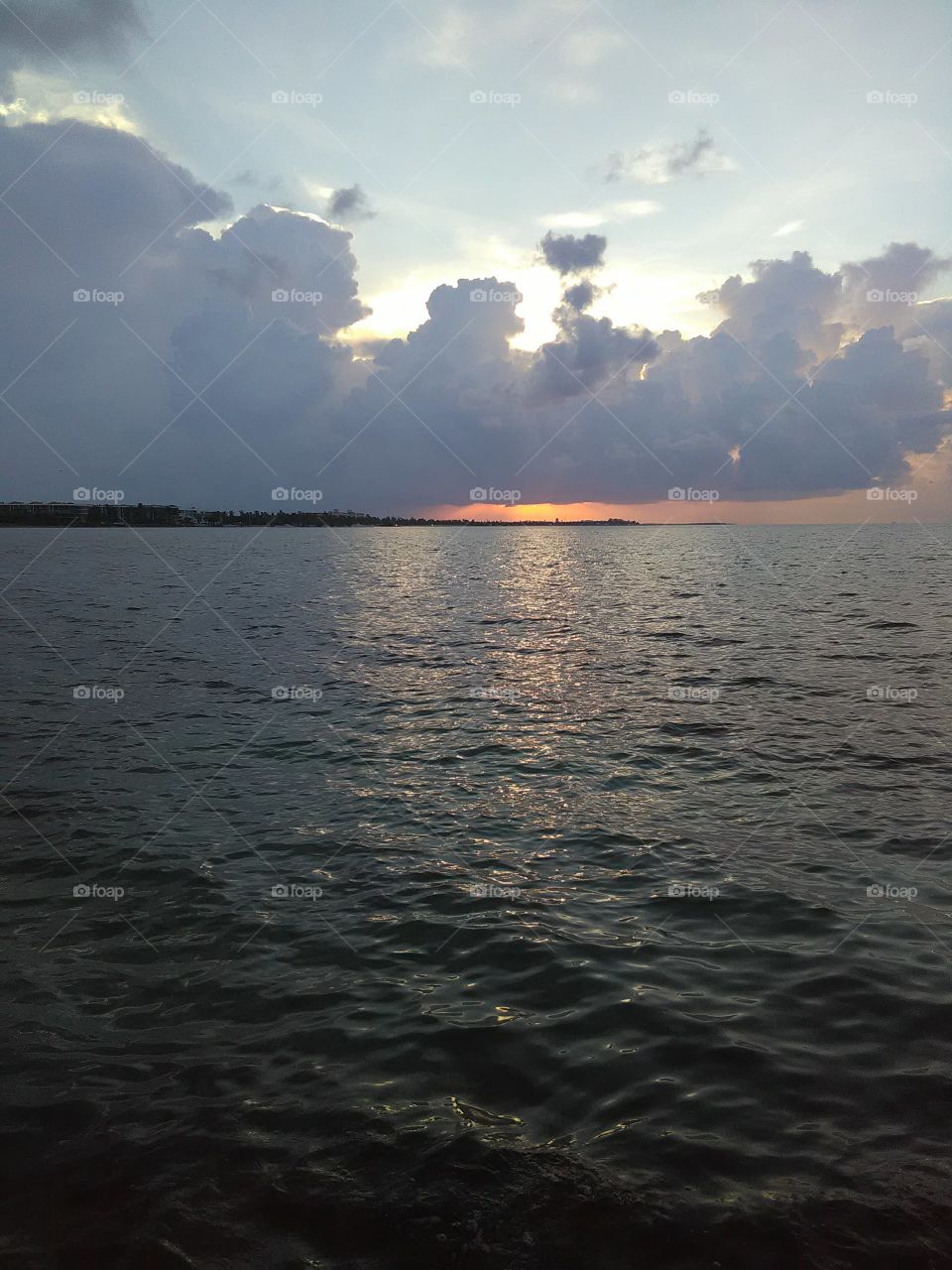 Sunset over the water in key west