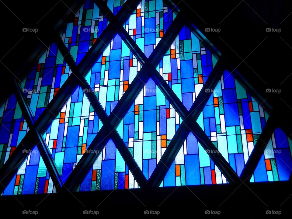 Beautiful stained glass window in a church. 