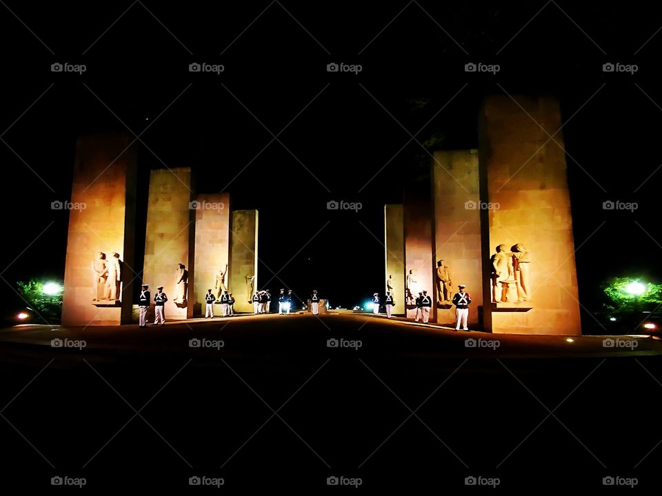 Cadet induction at the Pylons of the War Memorial Chapel at Virginia Tech