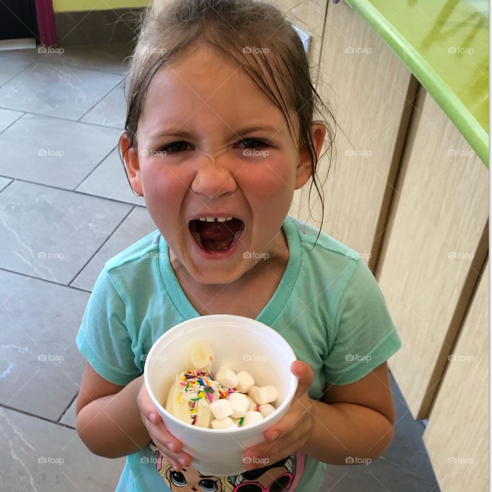 “Look what I made! Frozen yogurt!”