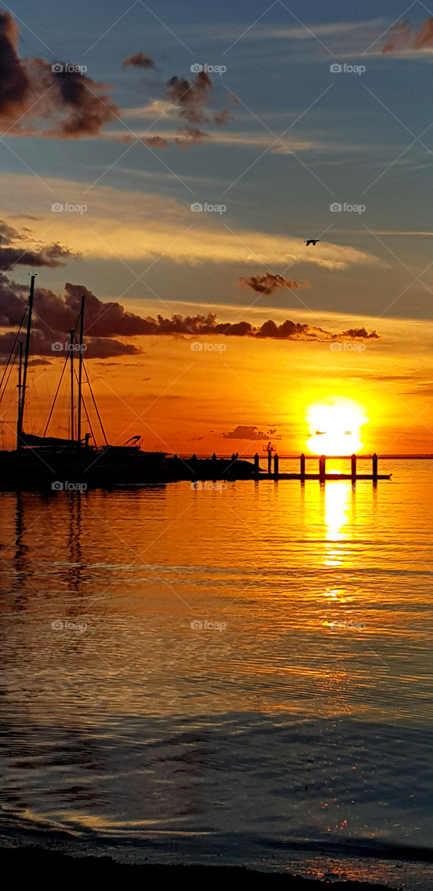 Brighton beach at sunset
