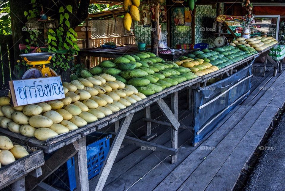 Green fruit on the market