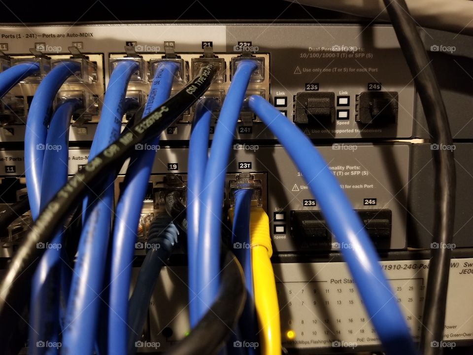 Networking sites connected to a switch.