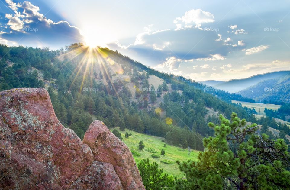 Sunset over the mountains 