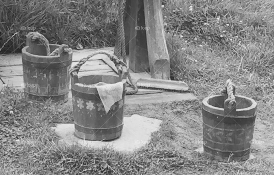 Old fashioned water buckets