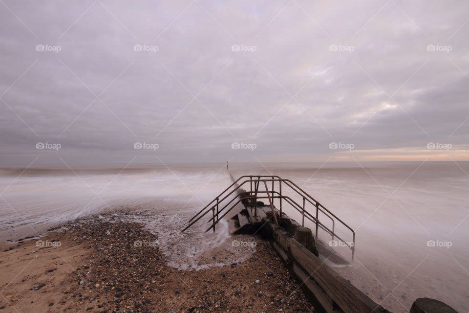 beach sky pink steps by FrankTheDog