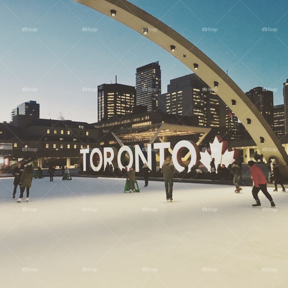 Toronto skating in Phillips square