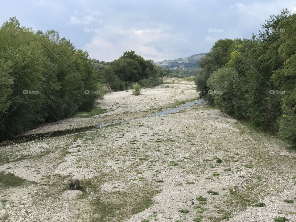 Tesino river dry, Marche region, Italy