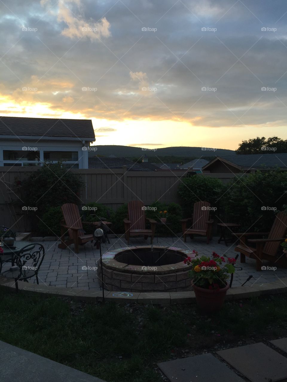 Backyard sunset. Sunset
