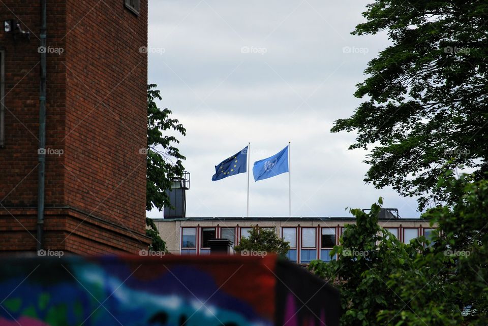 EU and UN flags