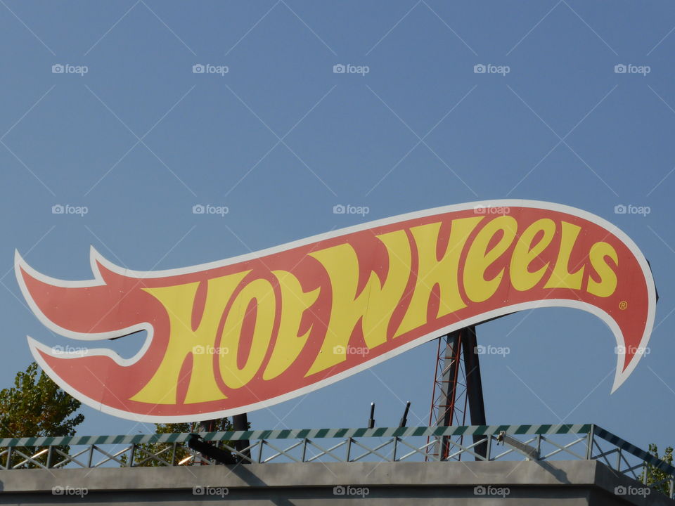 Hot wheels sign. Hot wheels sign at the show