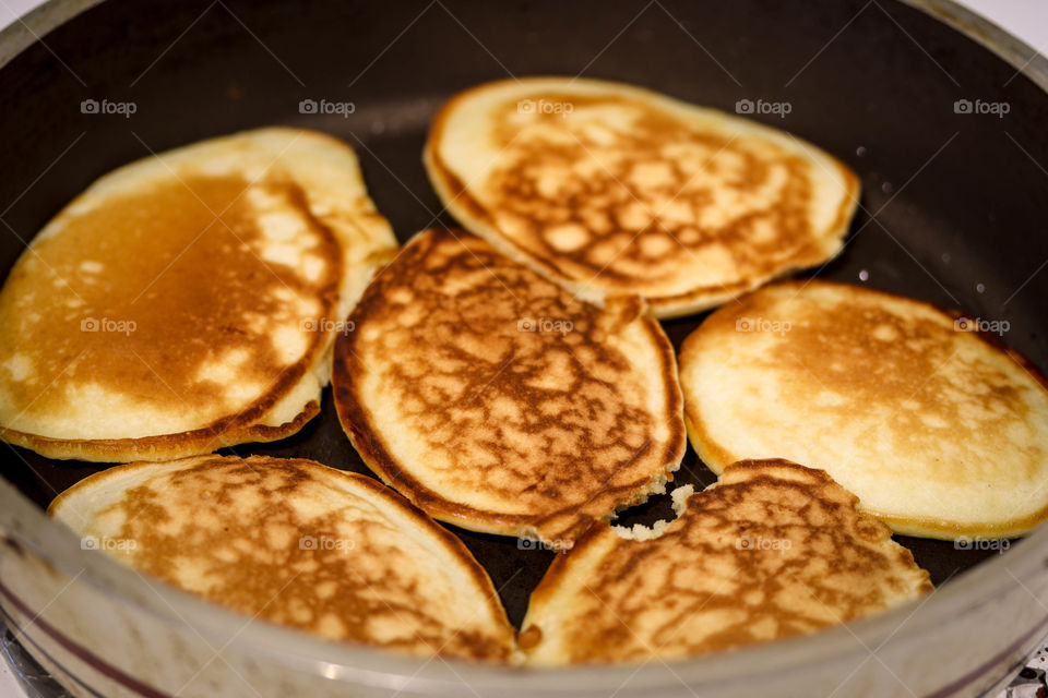 Pancakes on a frying pan