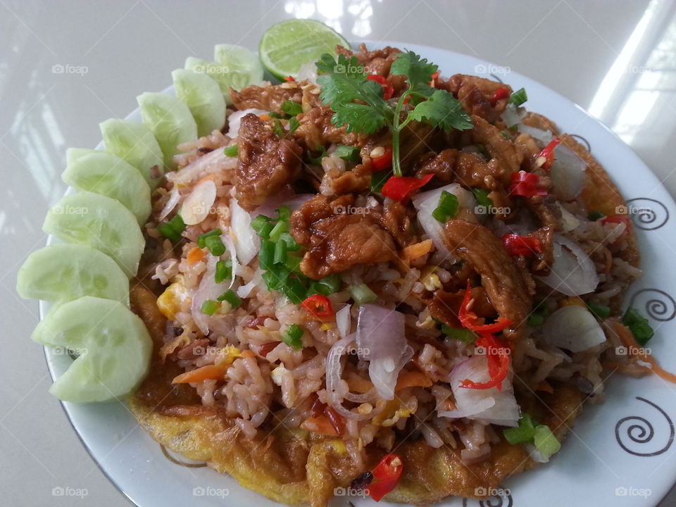 Rice mixed with shrimp paste : thai food : thailand