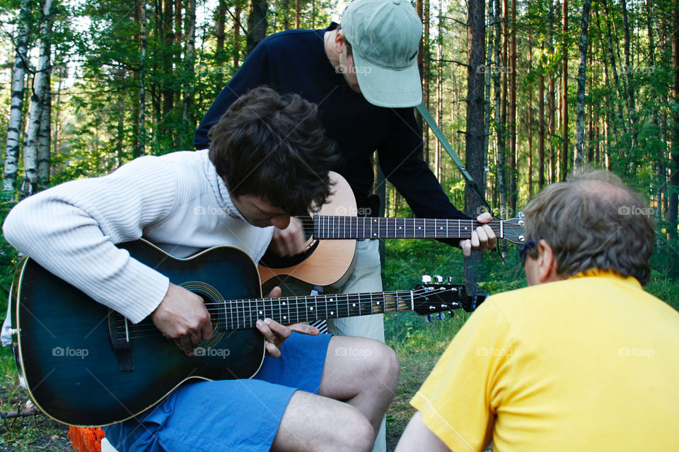 Playing guitar 