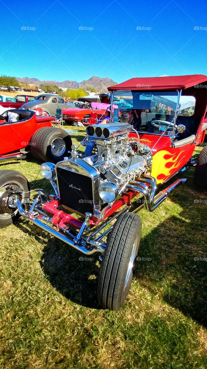 Flames and Chrome all over this built for speed Hot Rod