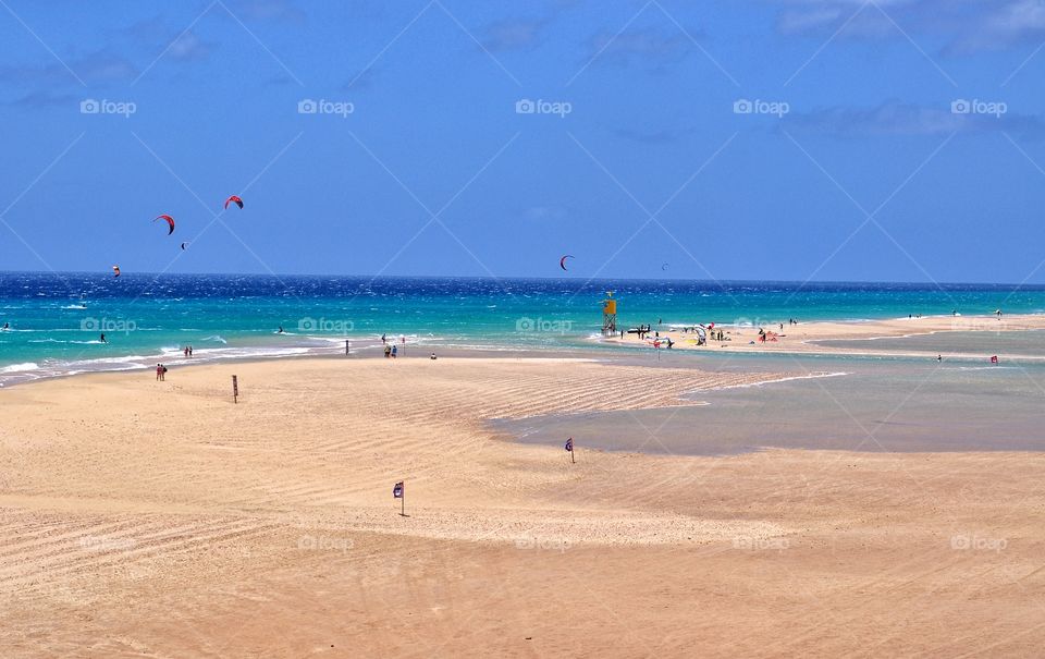 windsurfing on fuerteventura canary island in spain