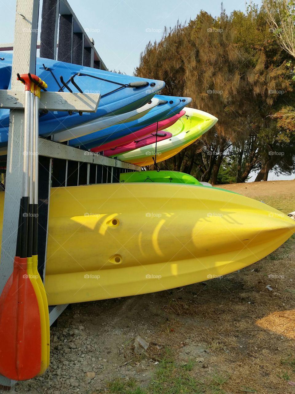 Colorful Kayaks. Bright and colorful kayaks