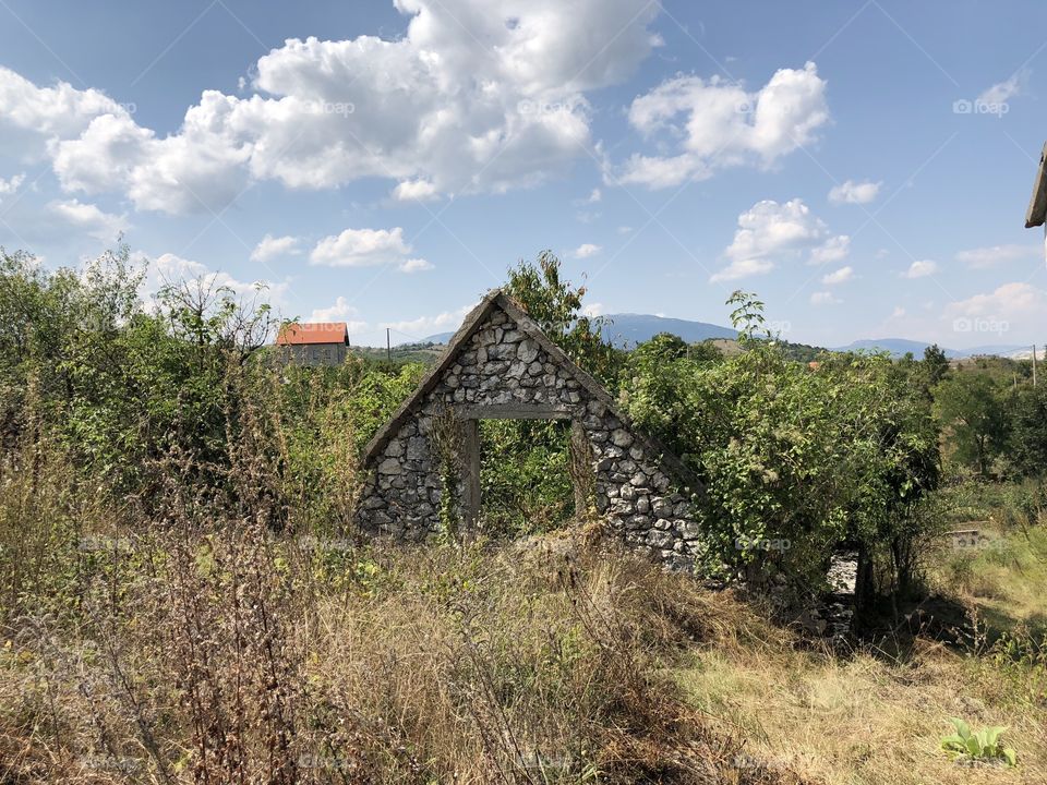 This photo is of ruins in the Gacko area Bosnia i Herzegovina In 2018. This is the effect of the Yugoslavian war. 
