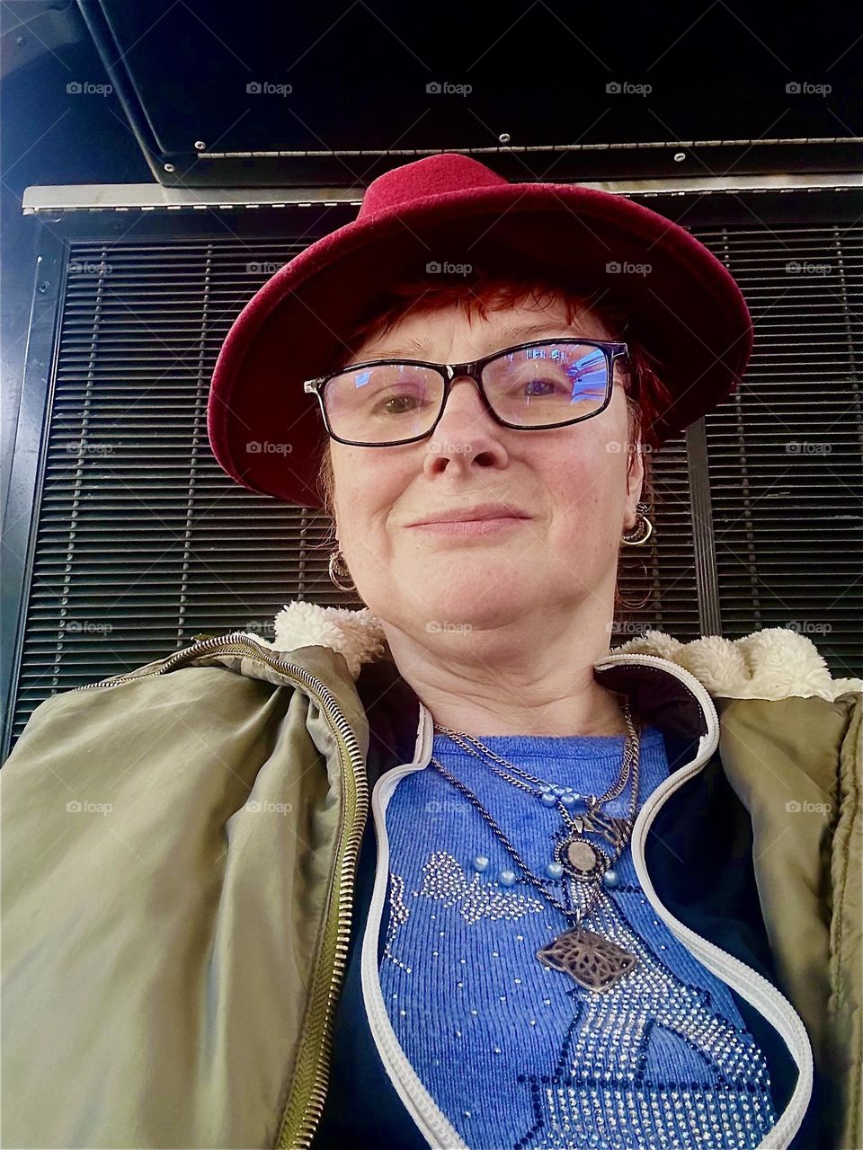 This is me, „Petra Schiller“ a.k.a. „Maxine Firefox“ a.k.a. „Maximiliane Feuerfuchs“ riding the „B43“ bus from „Greenpoint“ to „Bushwick“, Brooklyn and back. I do this once a month to fill essential prescriptions. 2024. Hypnotic Productions