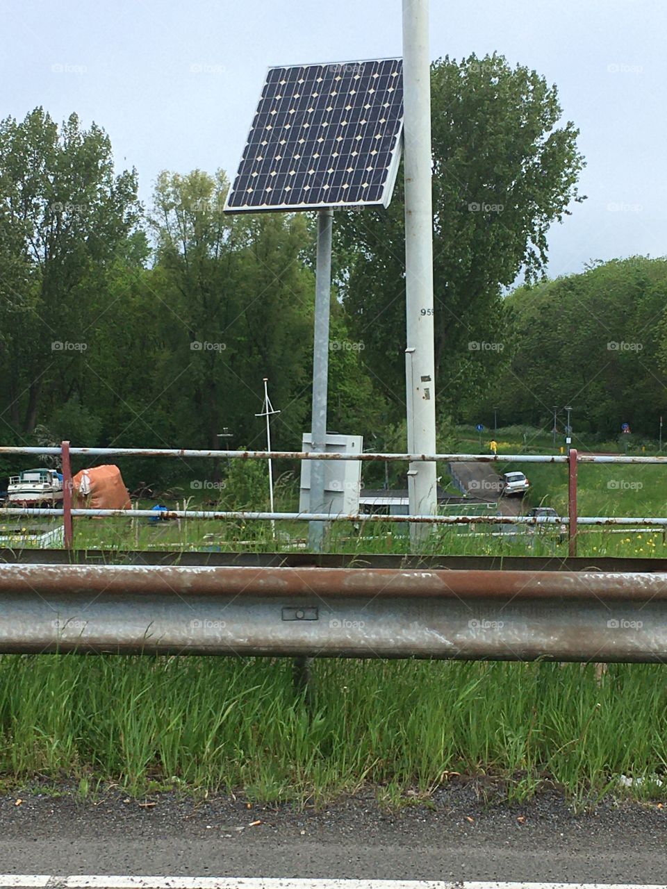 Solar panel along the road in the Netherlands