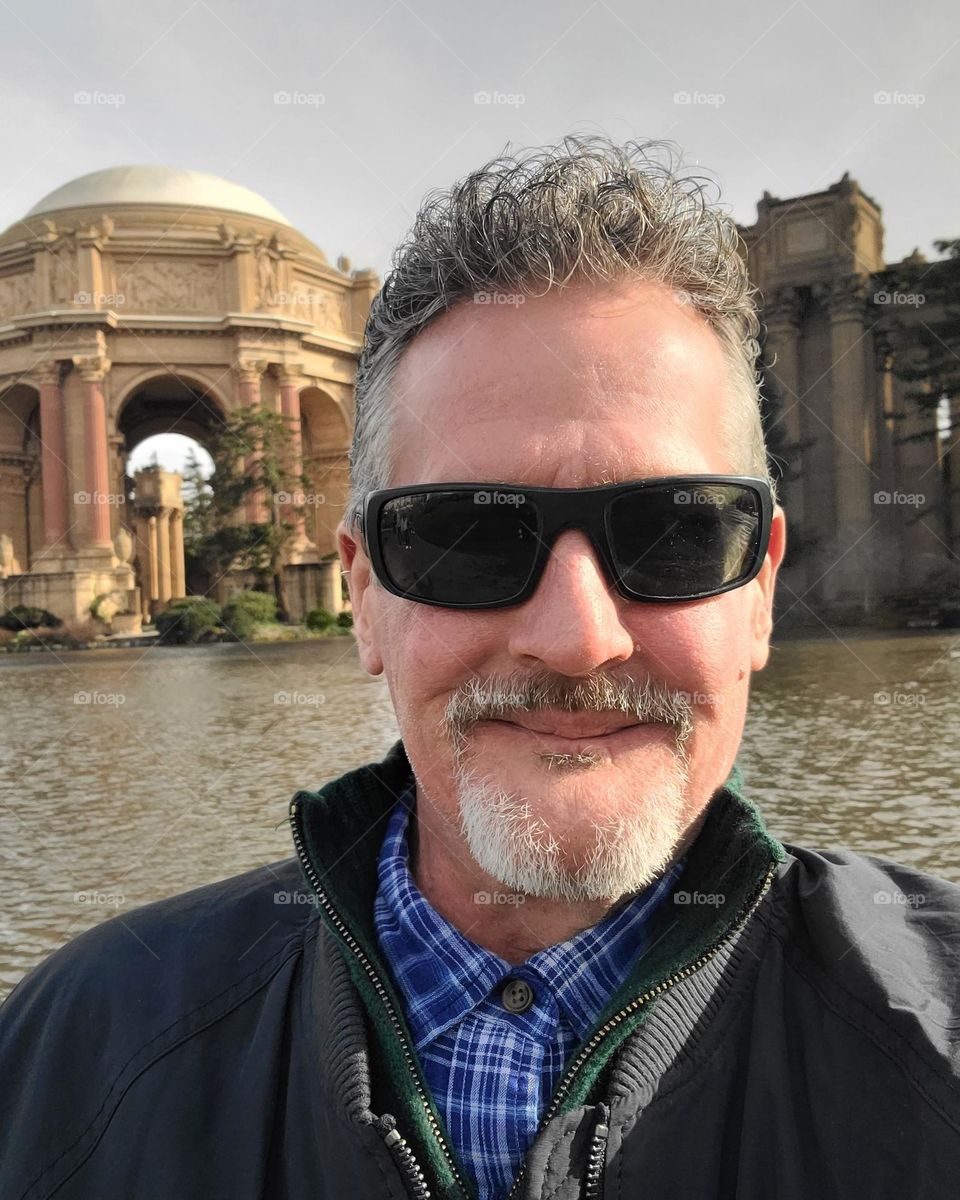 Enjoying a beautiful day at the palace of fine arts in San Francisco 