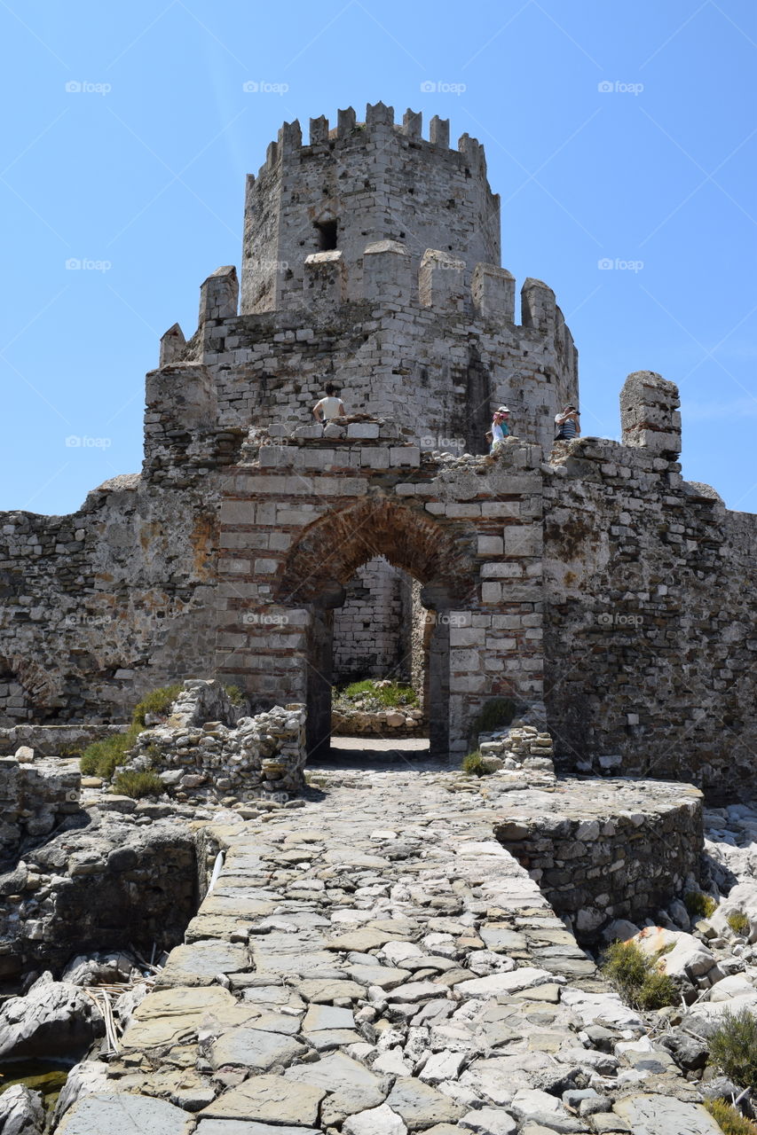 Greece Methoni Castle tower. Greece Methoni Castle tower