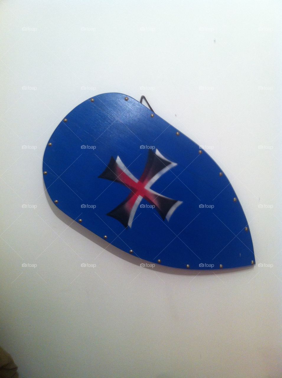 Handmade Crusader Shield. The shield I have on my wall I think its a crusaders. But it is a beautiful wall prop