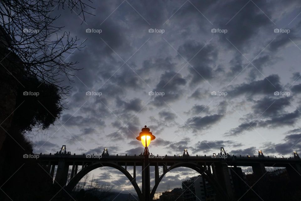 Bridge#evening#lights#clouds#lamp