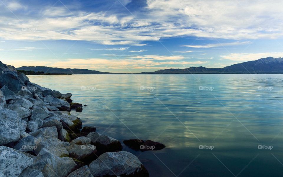 Clouds reflecting on lake