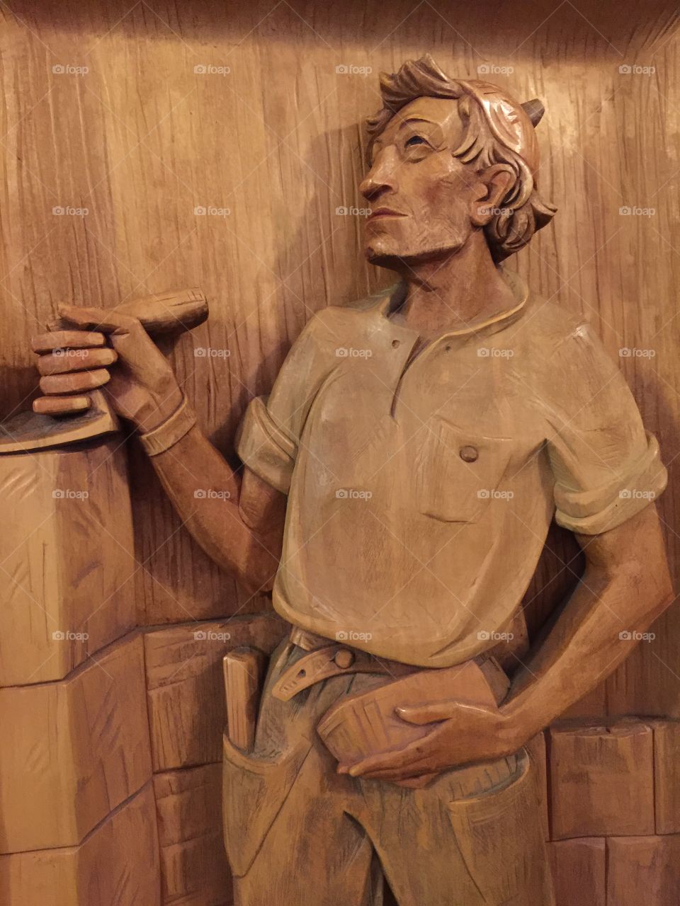wooden modern art at the church 