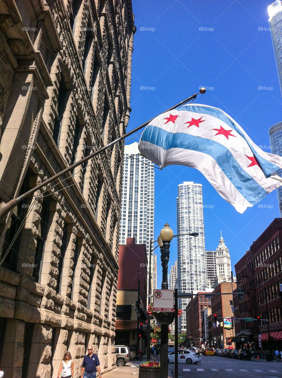 Chicago Flag at Attention