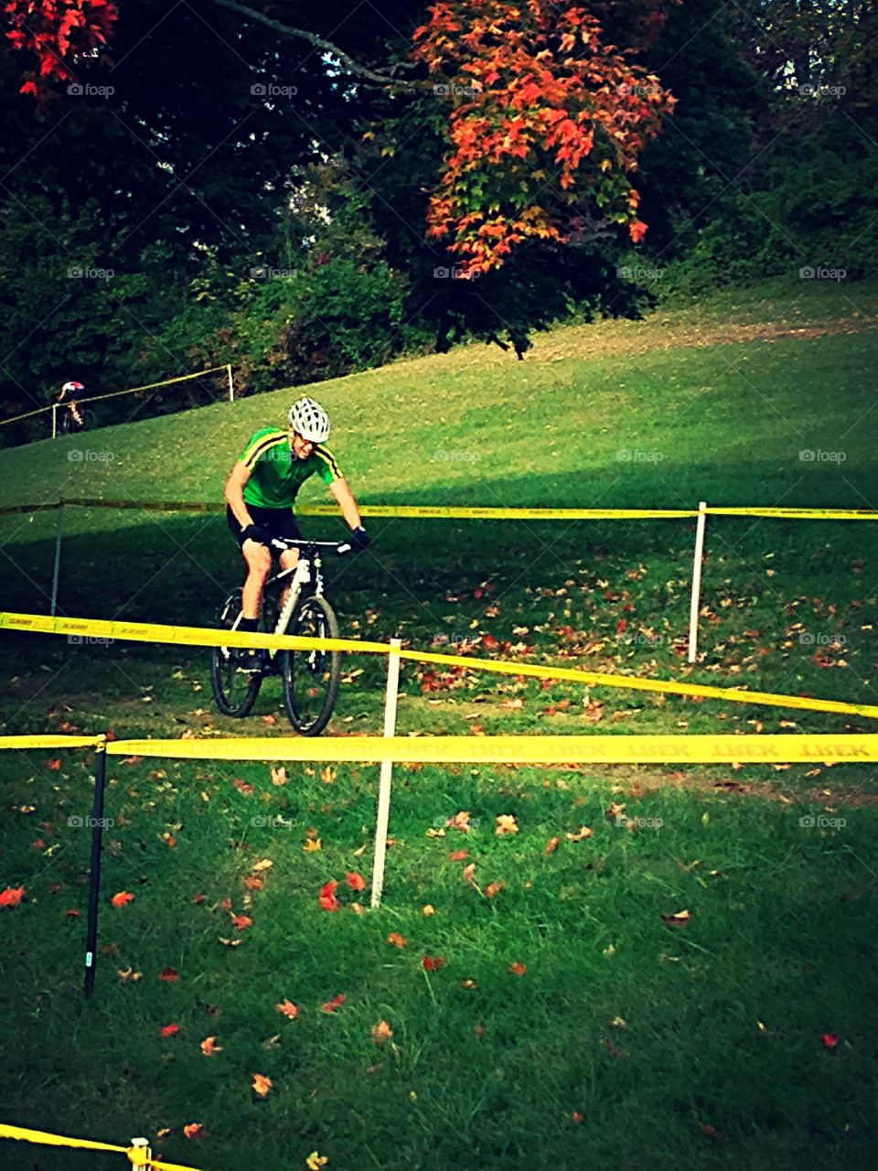 Cyclocross bicycle race in Roanoke, Va in the fall. 