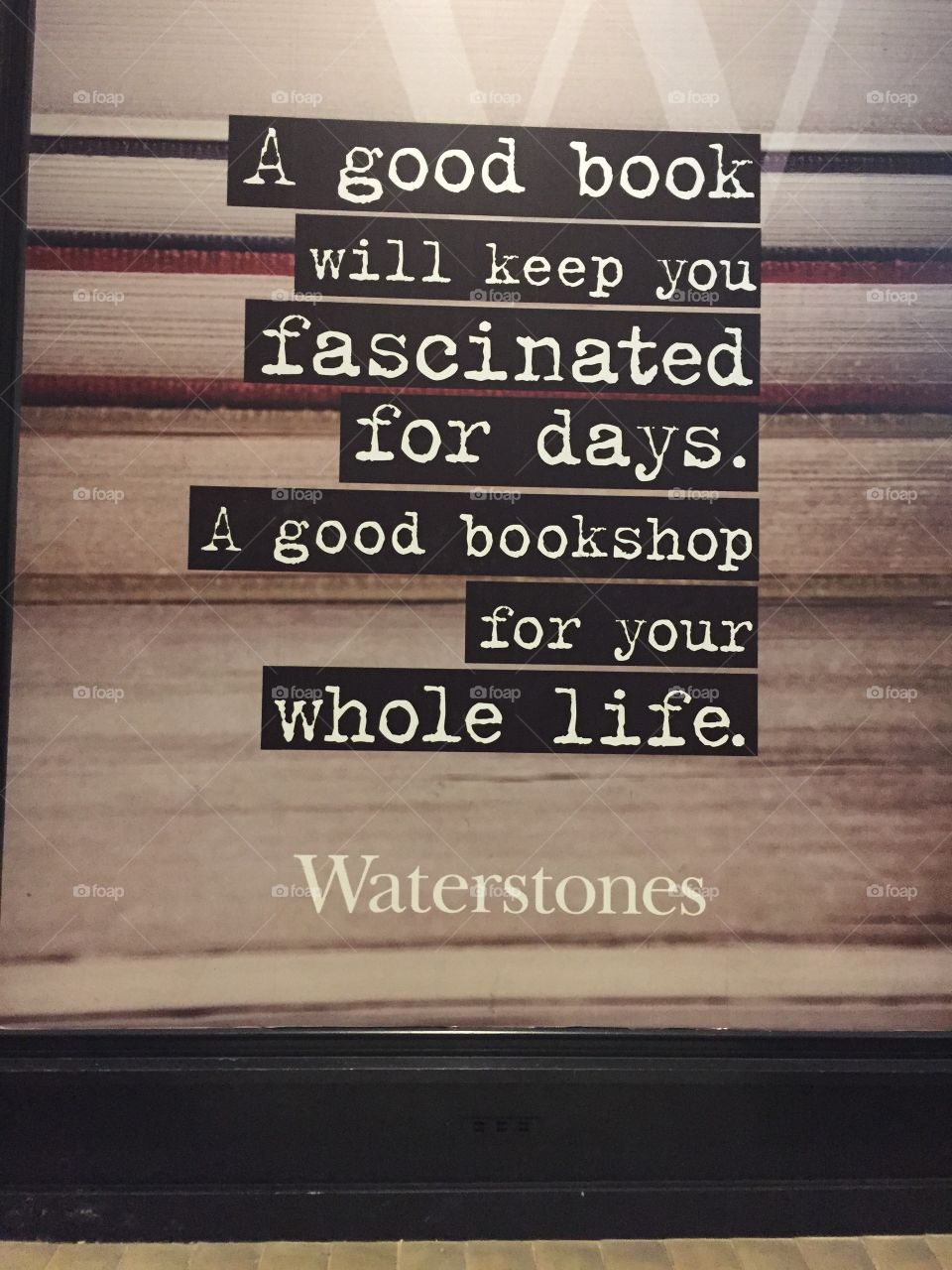 Advertising for a large bookshop in London