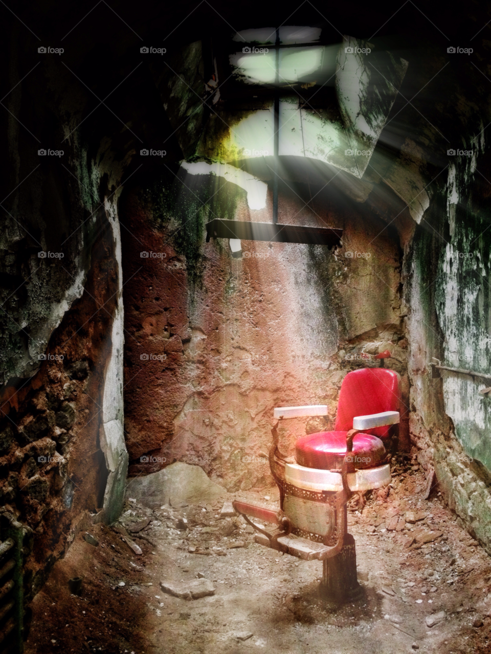 chair prison cell chair red rays prison barber dark ethereal cell block penitentiary by middlingsort