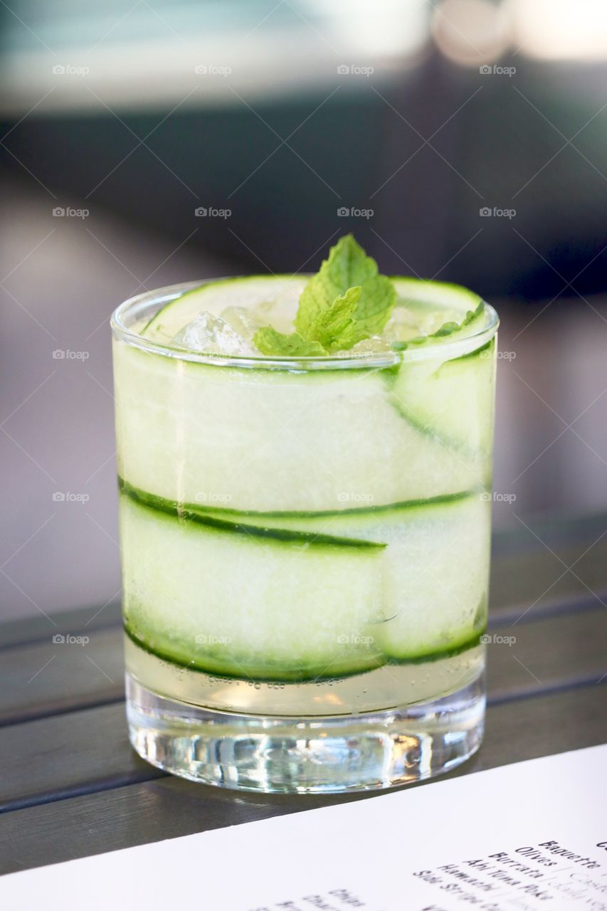 Refreshing summer drink; cucumber and mint