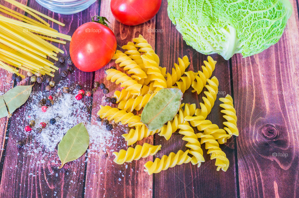 Ingredients of pasta food