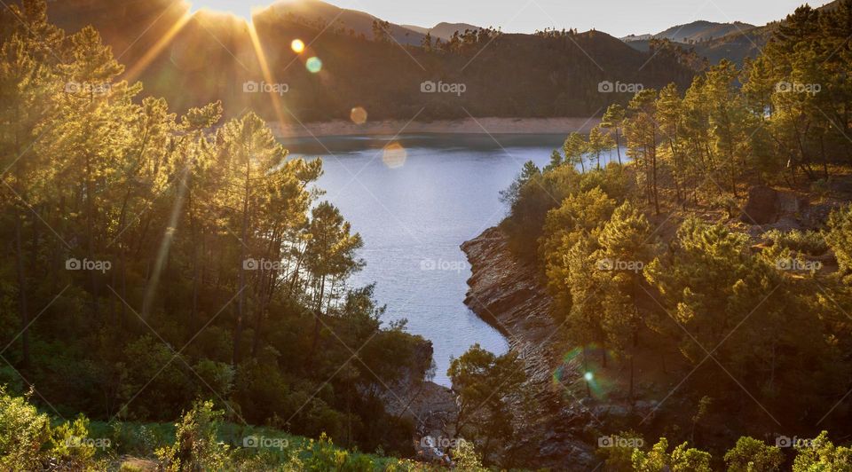 Summer sunset over Rio Zêzere, Portugal