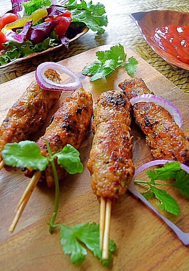 Homemade Chicken kebabs on skewers 