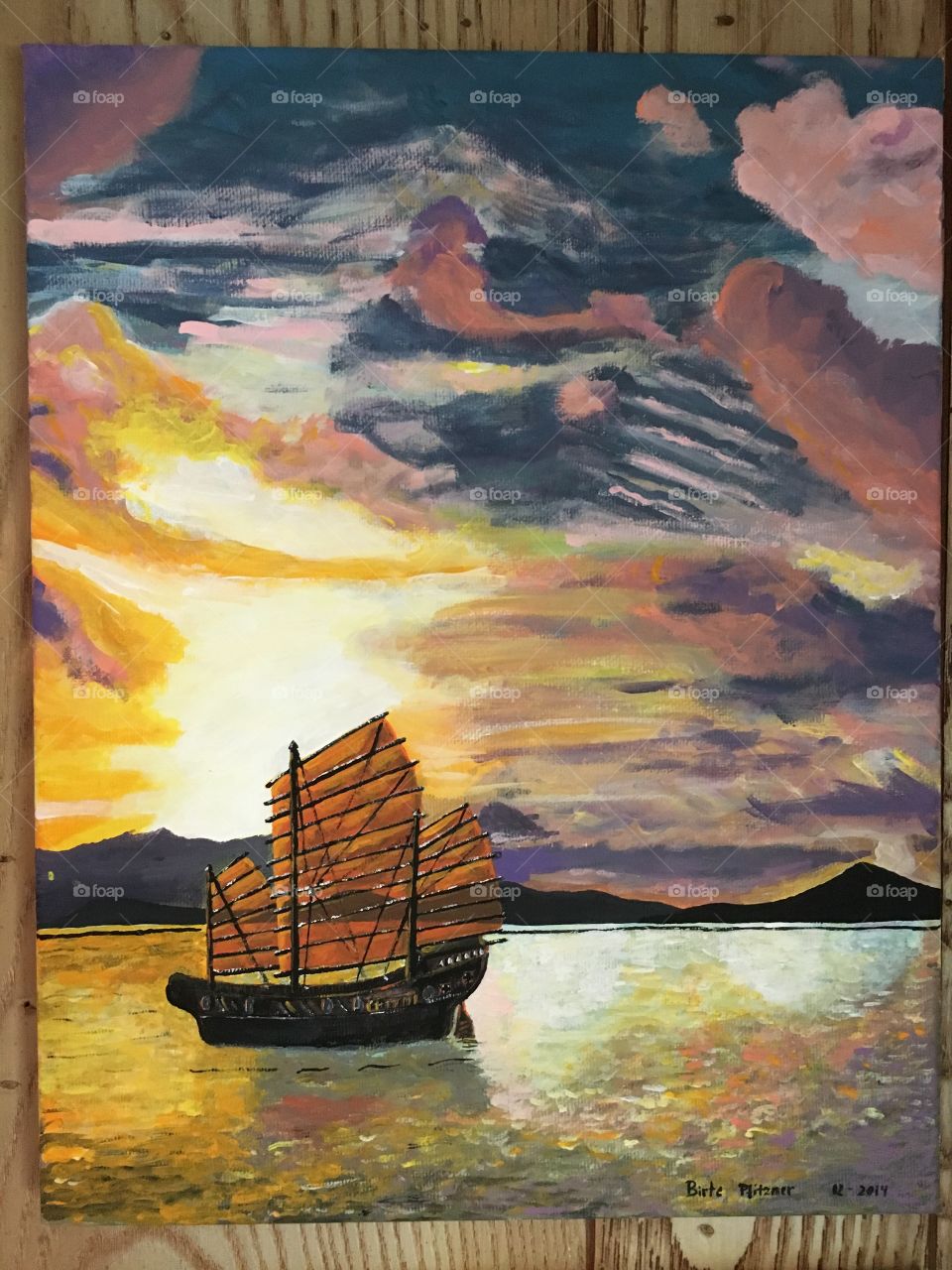 Chinese Junk at Sunset