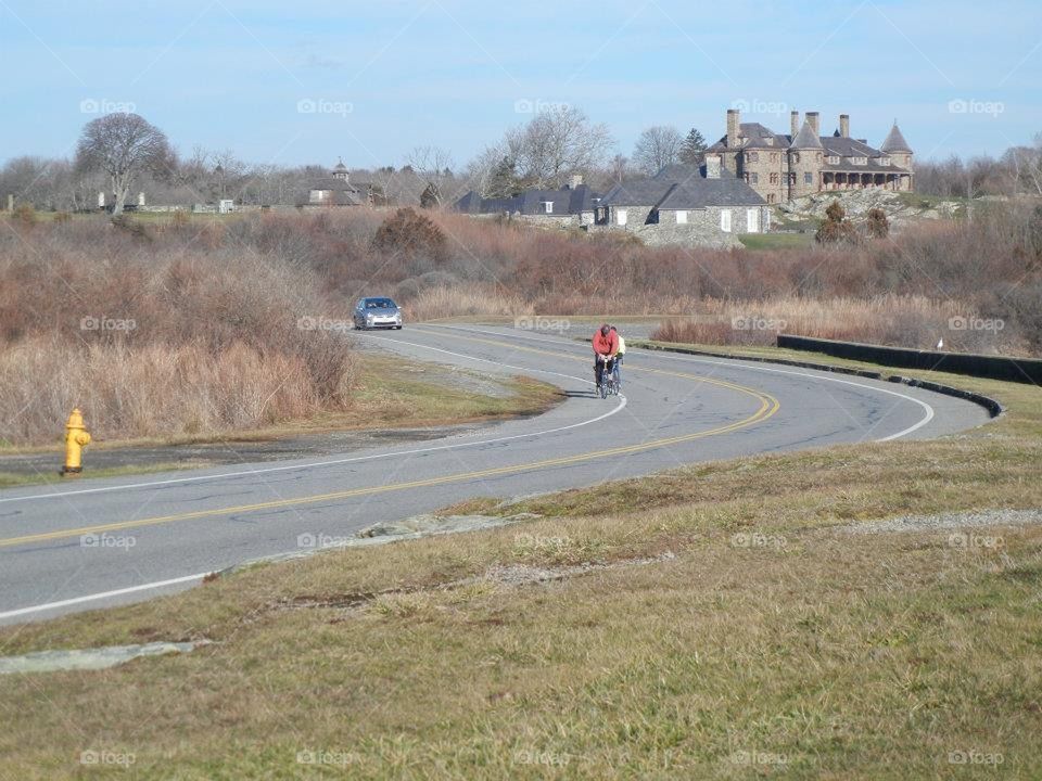 biking on a curvy road