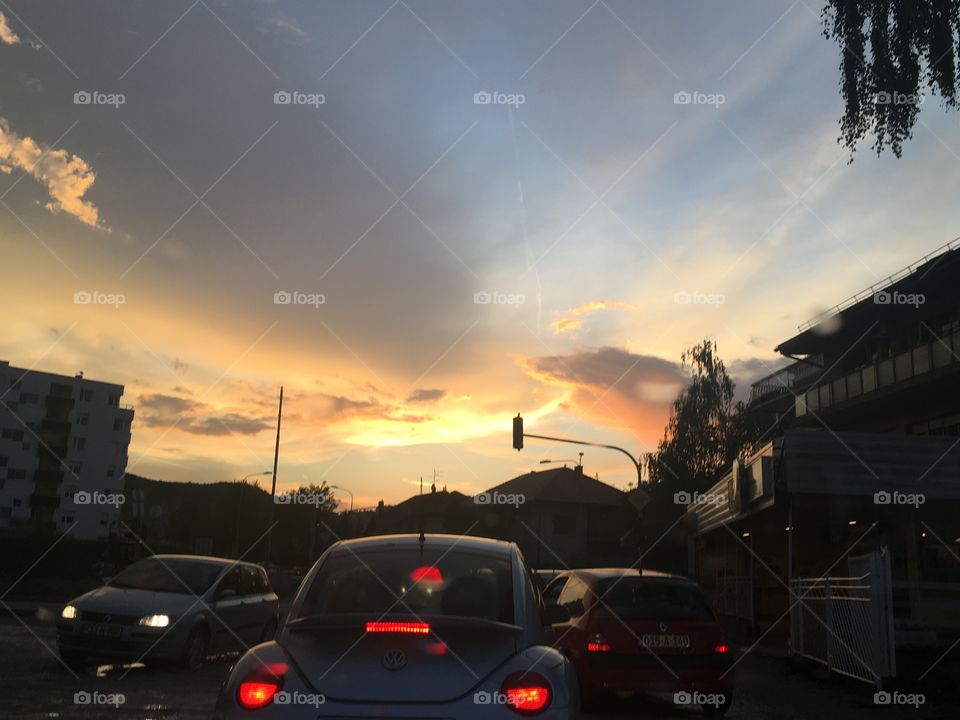 Traffic sunset