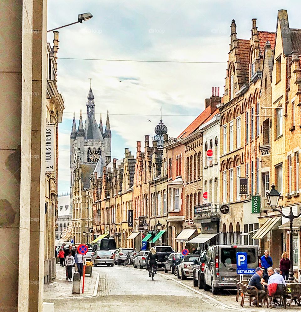 Downtown Ypres - center of Flanders Fields where many soldiers lost their lives in World War 1 and are burried
