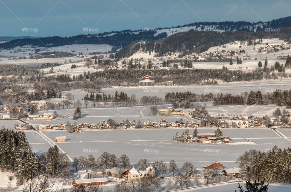 Bavarian village in snow 