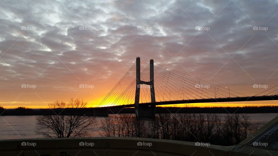 sunrise over the bill emerson memorial bridge/Mississippi River at Cape Girardeau Mo