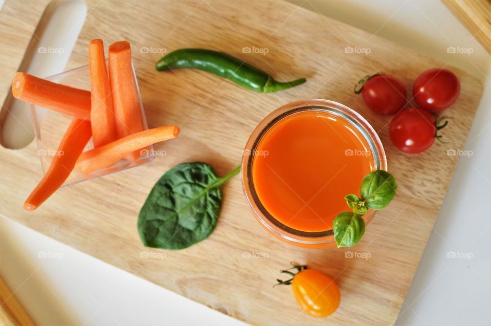 Fresh homemade carrot juice