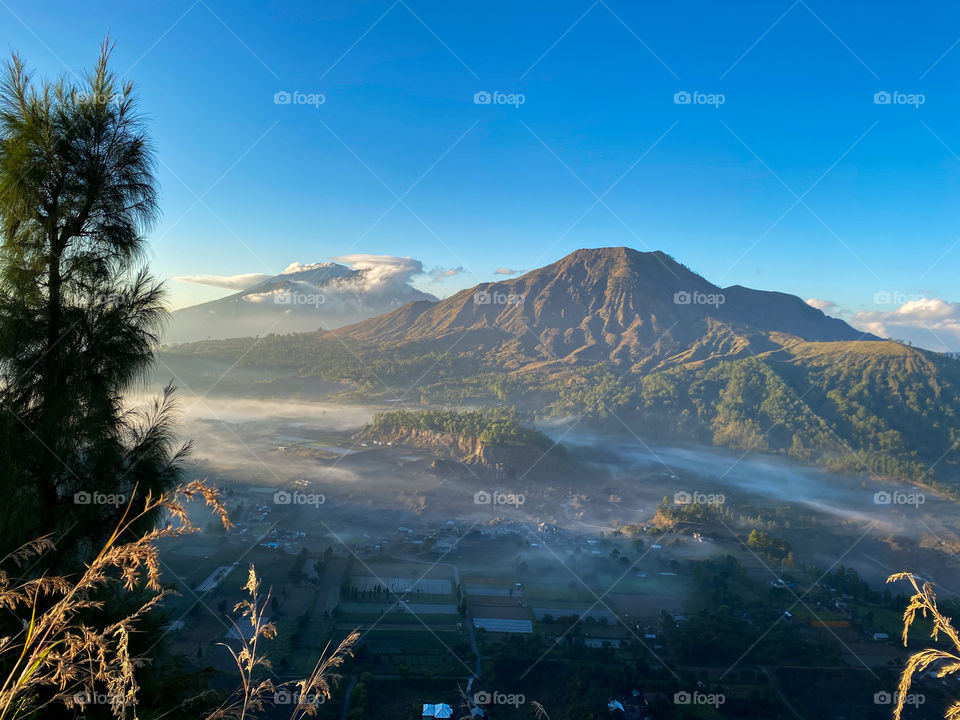 Panoramic view of Pinggan Village Kintamani Bali Indonesia 